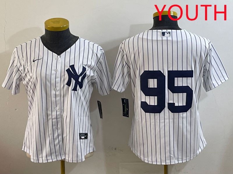 Youth New York Yankees #95 No Name White Stripe Game 2025 Nike MLB Jersey style 2